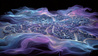 PROYECCIÓN HOLOGRÁFICA DE CIUDAD INTELIGENTE FLOTANTE