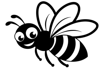 Obraz premium A funny cartoon bee insect vector illustration with a friendly character design flying on a white background, perfect for nature or animal-themed art