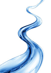 Fluid, flowing, light-blue liquid curves against black