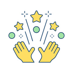 Celebration with stars and clapping hands
