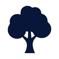 Simple dark blue silhouette of a tree