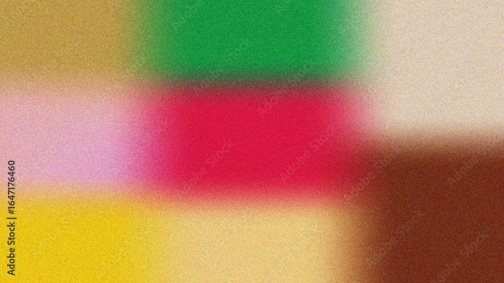 Poster abstract geometric composition with soft focus and vibrant color blocks of red green yellow pink and