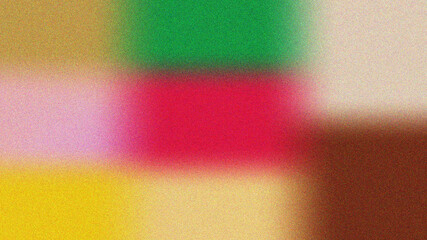 Abstract geometric composition with soft focus and vibrant color blocks of red green yellow pink...