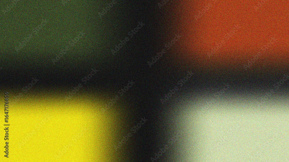 Fototapete abstract composition with four color blocks of green red yellow and white separated by a dark cross 
