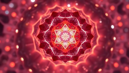 A glowing cellular structure unveiling a hidden geometric chamber with cosmic microscopic beauty.