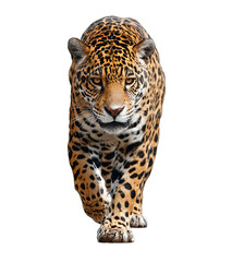 Obraz premium Jaguar, focused gaze, spotted coat, walking