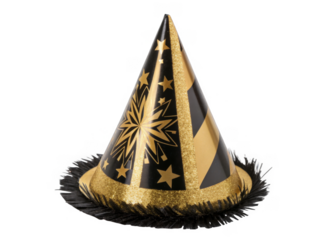 New Year’s party hat isolated on a transparent background.	