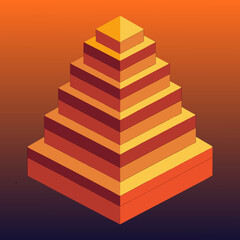 Abstract Isometric Pyramid: Warm Gradient, Layered Structure, Growth Concept