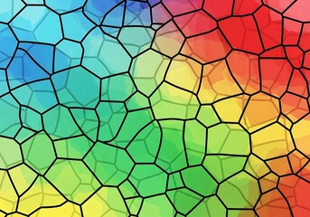 Iridescent fractured spectrum with organic black line divisions offering a unique mosaic pattern