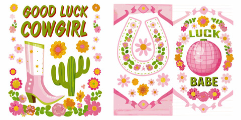 Good luck cowgirl babe western floral design