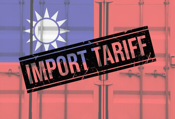 Shipping container with Taiwanese national flag overlay