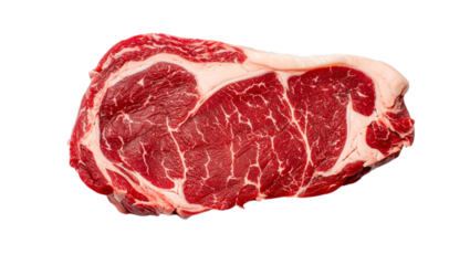 Raw marbled beef ribeye steak isolated on transparent background