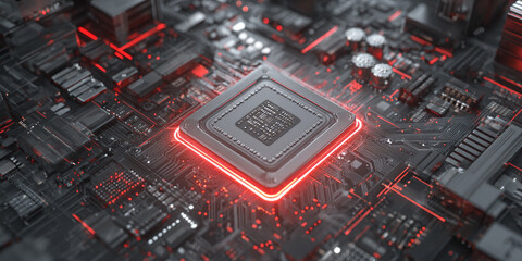 MICROCHIP DE IA ESTILIZADO, VISTA SUPERIOR
