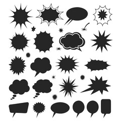 A vector set of comic speech bubbles and thought clouds for chat messages and communication design