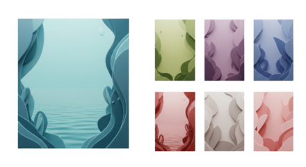 Abstract wave patterns backgrounds in various vibrant shades and tones