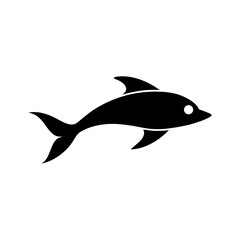 Silhouette of a fast fish swimming gracefully in water vector illustration with white background