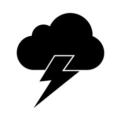 Silhouette of a single cloud with lightning bolt weather icon vector illustration