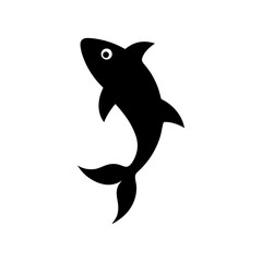 Silhouette of a small fish swimming upward in water aquatic vector design