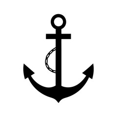 Simple anchor with chain hanging down nautical vector illustration