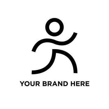 human running simple bold line minimal logo