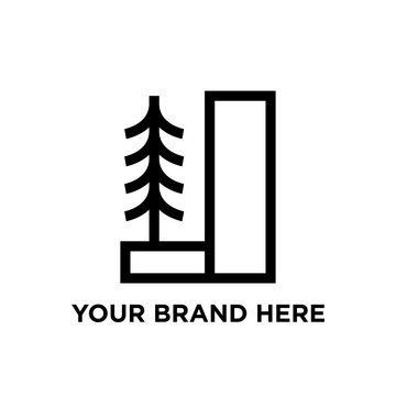 modern tree house simple bold line minimal logo