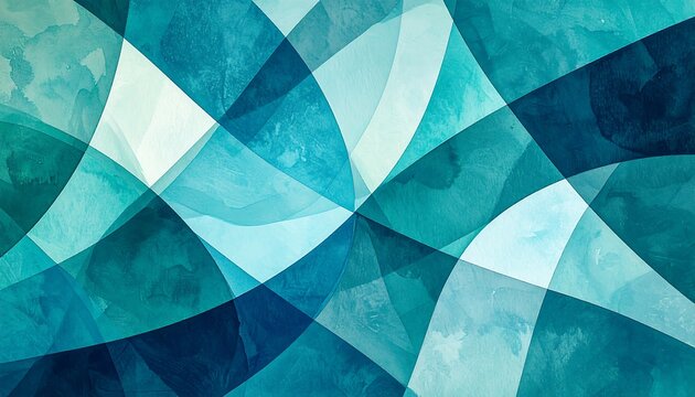 Abstract teal and white layered shapes