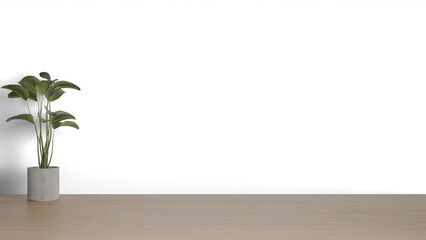 3D Render a plant in a vase on a table