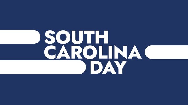 National South Carolina Day colorful motion graphics seamlessly loopable text animation on a south carolina blue background for wishing and celebrating south carolina day