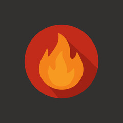 Flame Icon in Flat Design for Fire Safety
