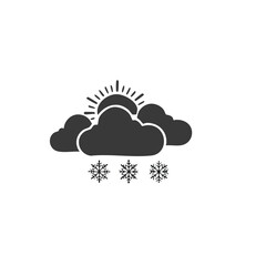 Weather icon with sun, cloud, and snow on transparent background