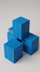 Obraz premium Ok 3D render of blue wooden cubes with abstract background block texture