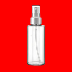 Clear acrylic spray bottle with minimal design, isolated on transparent PNG background