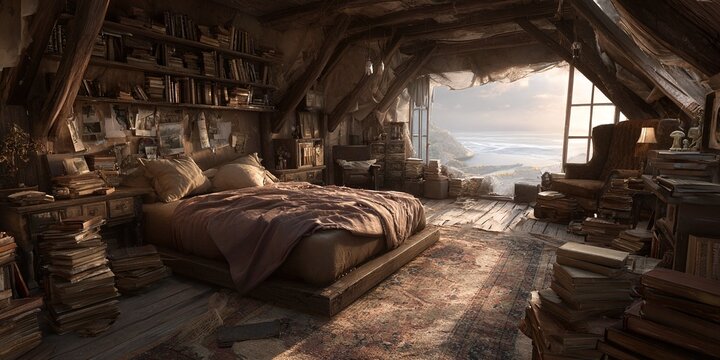 CAMERA DA LETTO MANSARDATA AL TRAMONTO