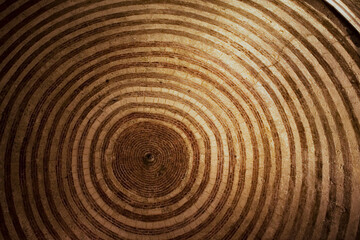 Irregular bands of brick and travertine make up the domed ceiling of Montesiepi Chapel, near San Galgano, Val di Merse, Tuscany, Italy