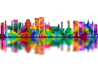 Obraz premium Hyderabad Telangana Skyline. Cityscape Skyscraper Buildings Landscape City Downtown Abstract Landmarks Travel Art