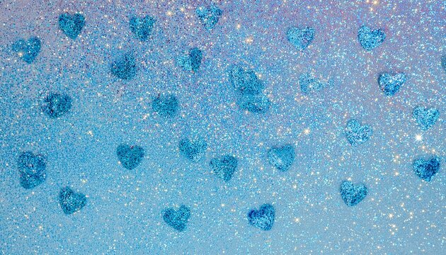 SFONDO BLU CON GLITTER E CUORI