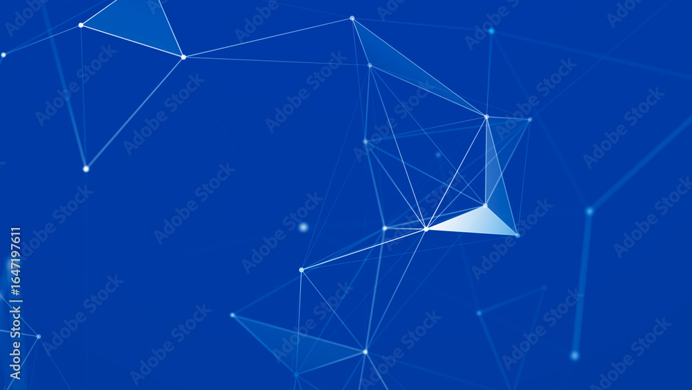 Poster Abstract digital communication points. Technological background. Network connection structure. Color plexus effect. 3D