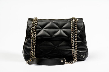 Elegant Black Leather Quilted Handbag with Chain Strap