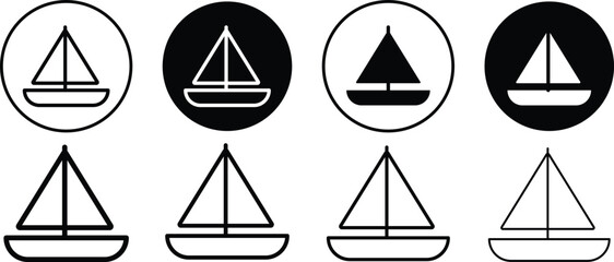 Nautical Sailing Boat Icon Set. Sailboat icon. Sail boat yacht. Sail vessel vector set.

