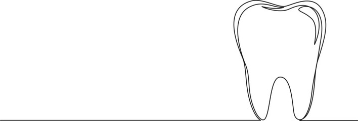 continuous single line drawing of human tooth, line art vector illustration