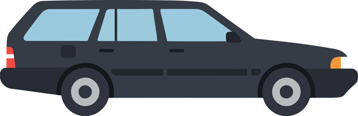 Dark station wagon car side view vector illustration © Vector World