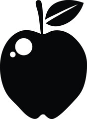 Simple silhouette of a ripe apple with a stem and leaf a classic and iconic symbol of health and nutrition