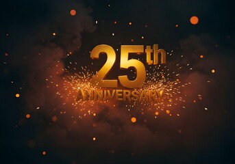 Elegant and ornate 25th Anniversary celebration design featuring decorative numbers and sophisticated typography on a warm, inviting background, perfect for marking significant milestone events.