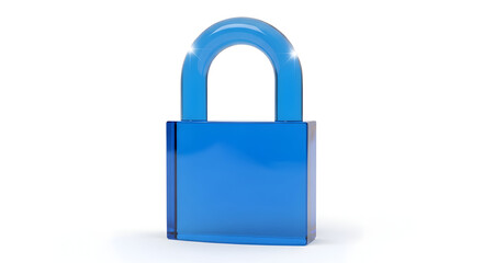 Blue Padlock Security Icon Isolated on White Background