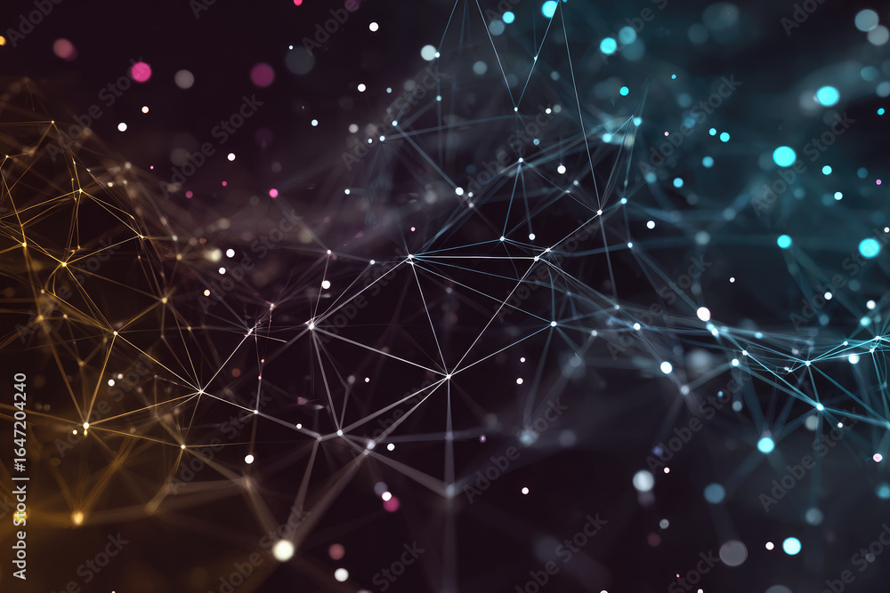 Aufkleber colored polygonal space. connection dots and lines structure. digital background. triangular futuris