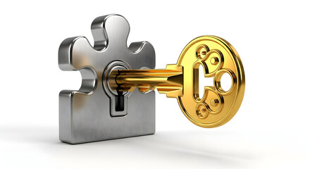  Gold Key Fitting Puzzle Piece Lock