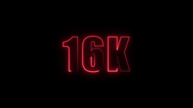 Neon Glowing Animation Celebrating16K Subscribers and Followers &ndash; Social Media Milestone Celebration