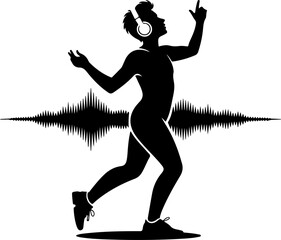 Music Vector Art, Dancing Person Silhouette Vector