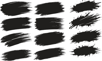 Vector black paint, ink brush stroke, brush, line or texture. vector abstract set with paint brush grunge texture on white background. Paintbrush strokes and ink smear stains