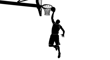 Basketball player dunking silhouette